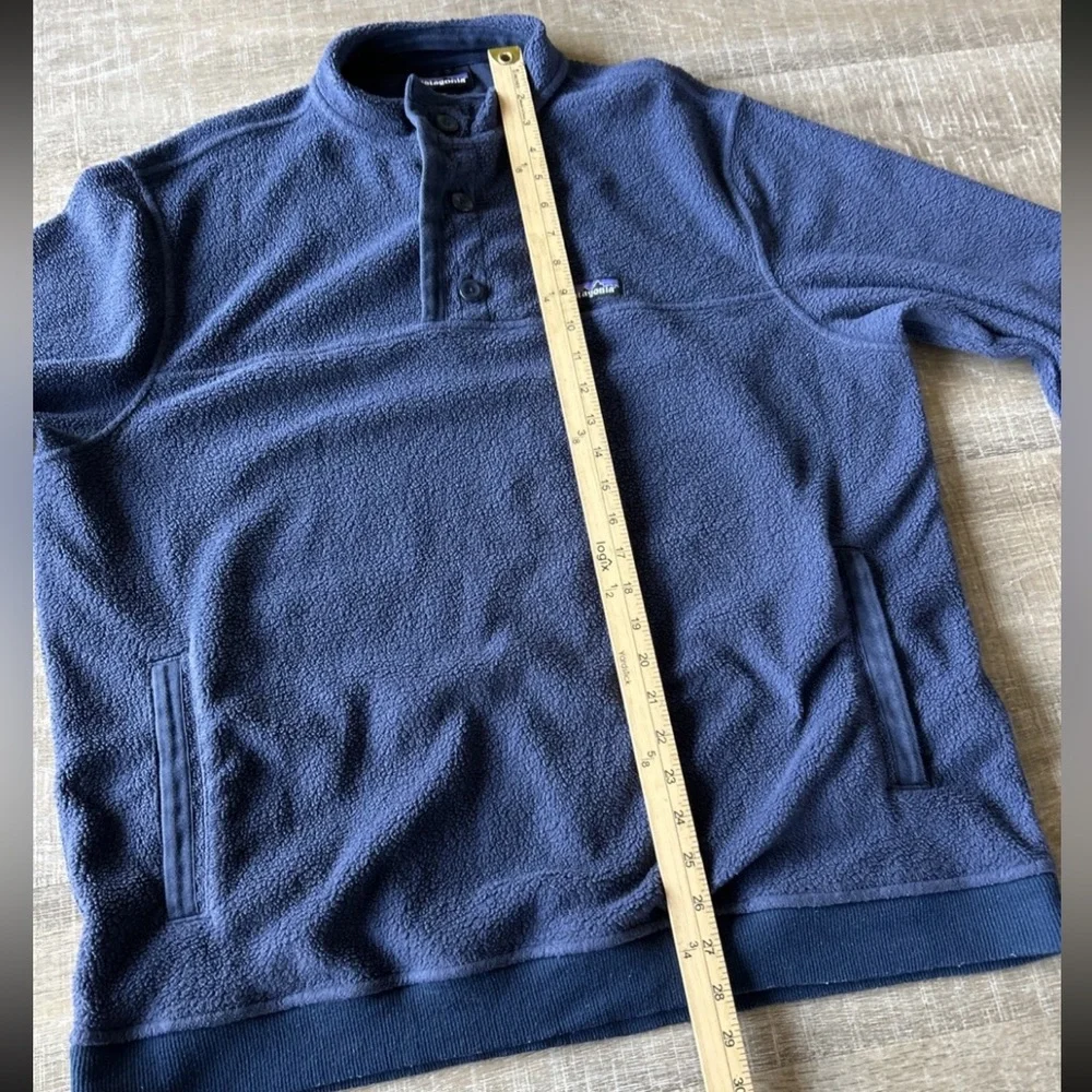 Patagonia Shearling button Fleece Pullover Mens XL Navy Blue Gorpcore Classic